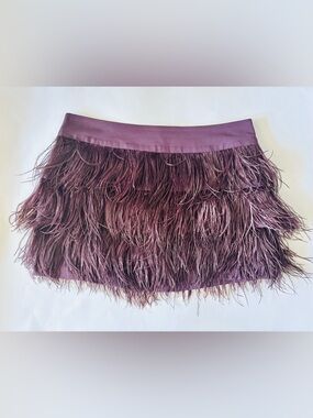 Ostrich Feathered Mini Skirt in Plum